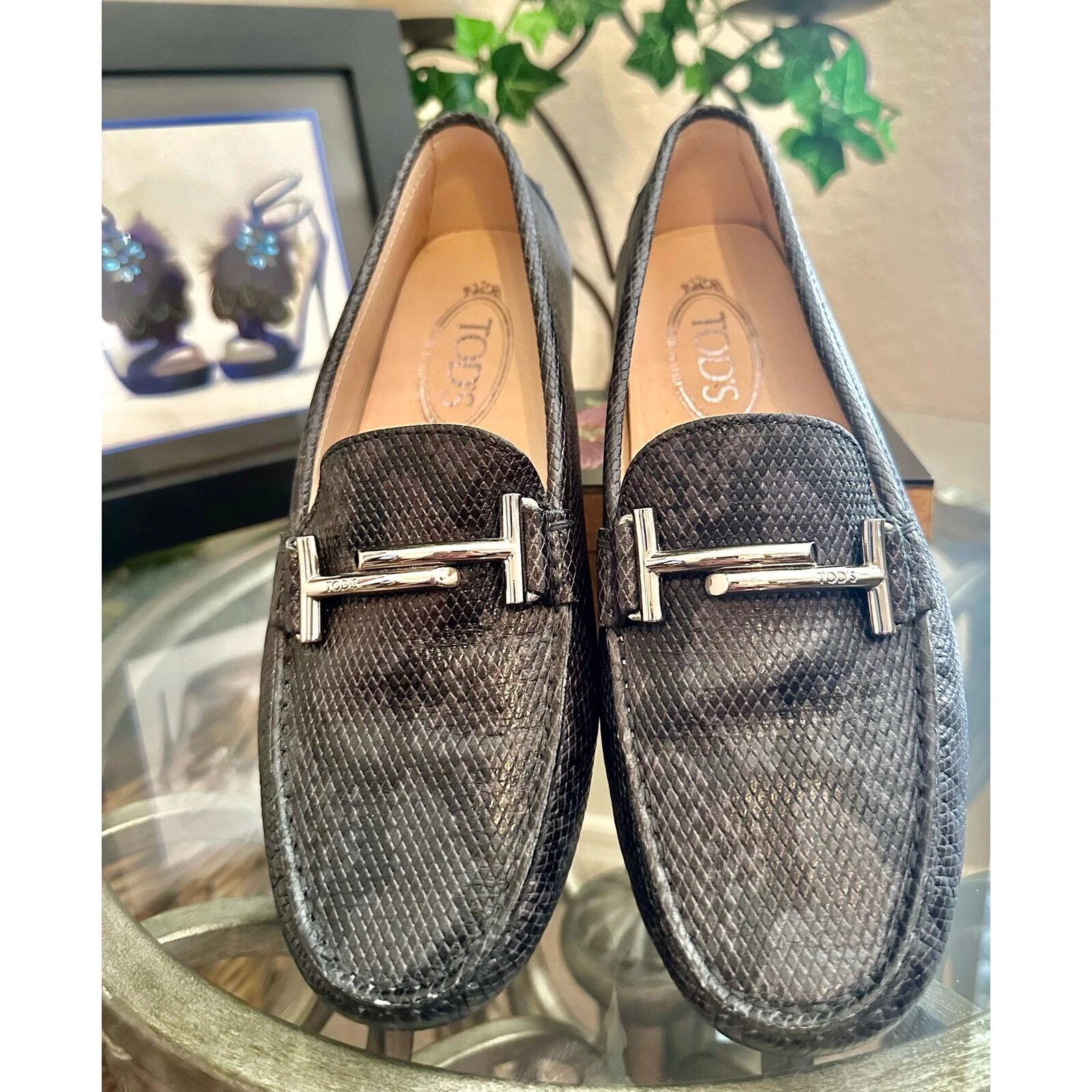 TOD’S Scarpe TOD'S Gommino Sliver doppia T in pelle effetto pitone US8 38 nuove in perfette condizioni