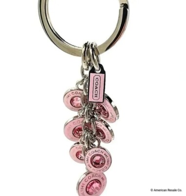 NEW IN BOX COACH Signature Pink Diamond CZ gemstone Charm Fob
