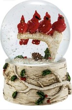 Kurt Adler Musical Cardinals Waterglobe New - We Wish You a Merry Christmas