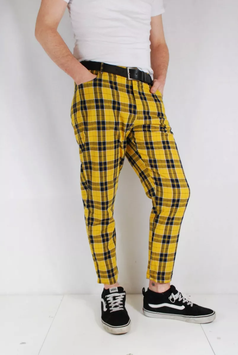 Yellow plaid hotsell trousers mens