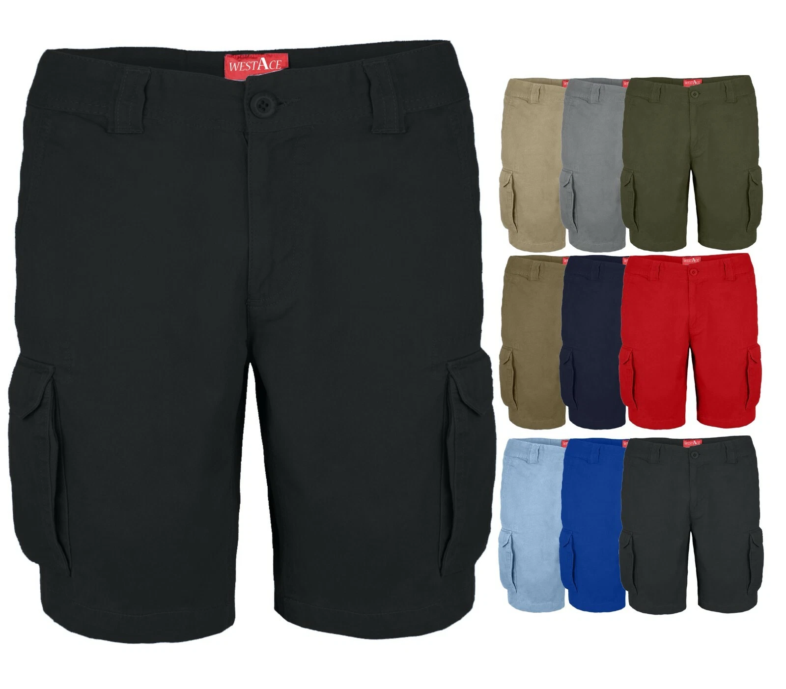 Mens Cargo Combat Shorts Knee Length Cotton Denim Half Pant All Waist Size 32-44