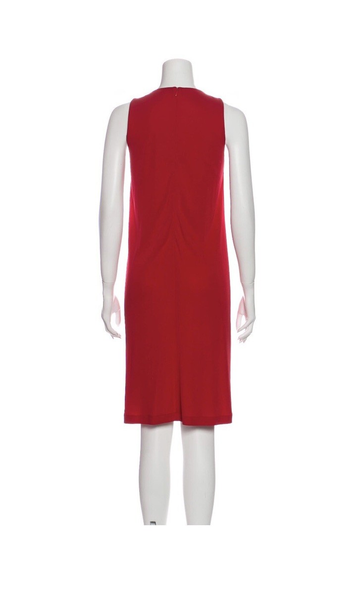 【BALENCIAGA】リブニット ミディドレス☆SALE中 pre-loved authentic BALENCIAGA size 38 red scoop neck SHIFT