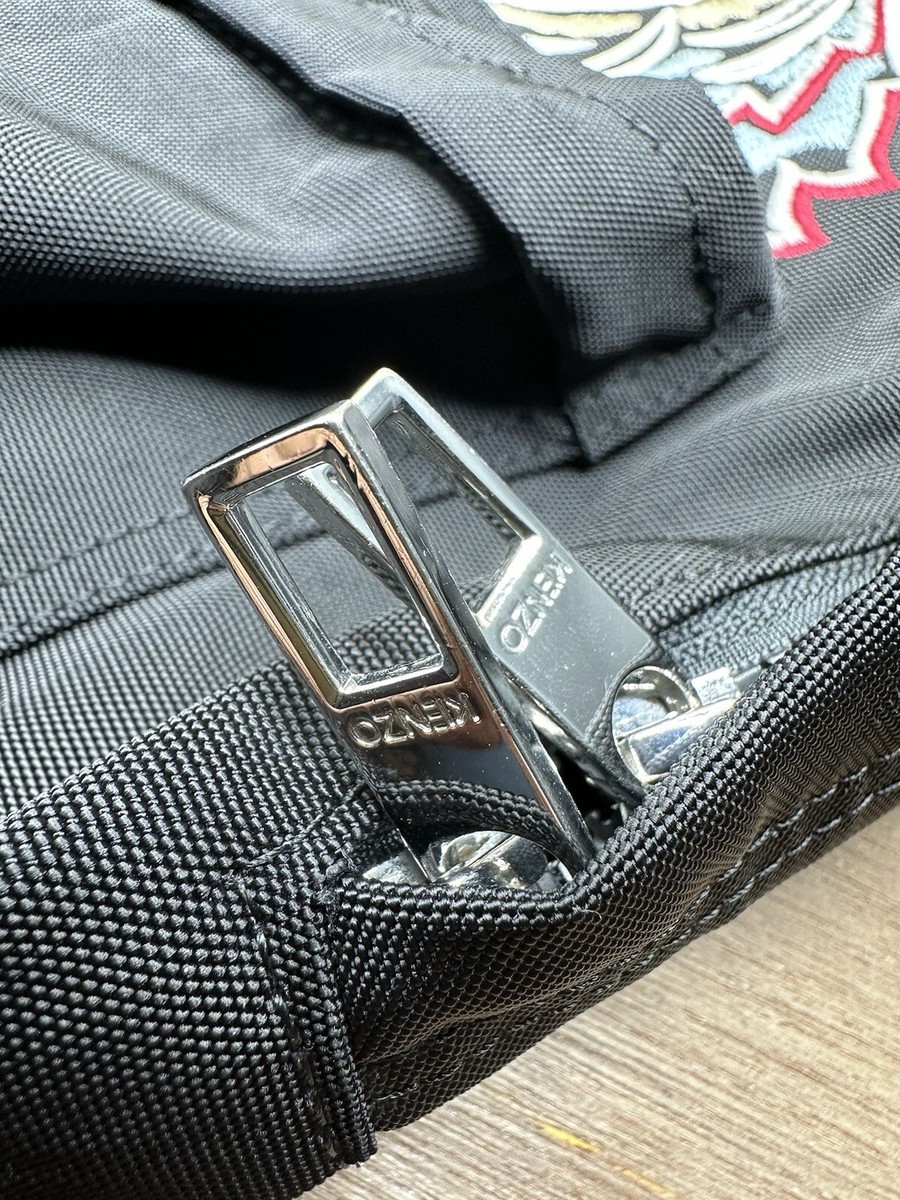 Kenzo Paris Logo Backpack Nylon Black colorful Tiger embroidery