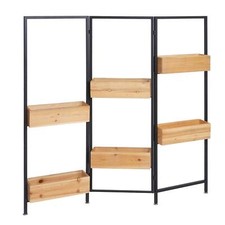 Diviso locale con fioriera HWC-L32, fioriera, legno-acciaio 116x118 cm