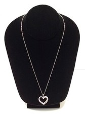 925 Sterling Silver Open Heart CZ Pendant Necklace 19"