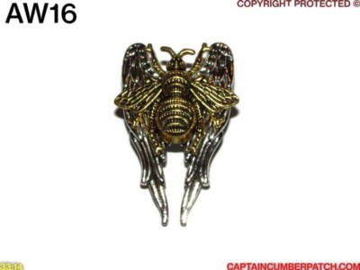 steampunk gothic pin badge brooch gold honey bee silver angel wings #AW16