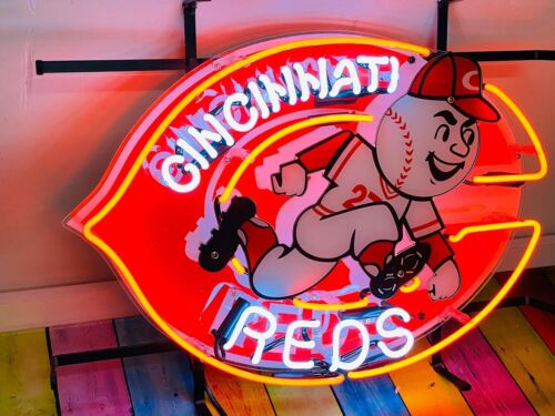 Cincinnati Reds Baseball Sports 24"x20" Neon Sign Light Lamp HD Vivid Printing
