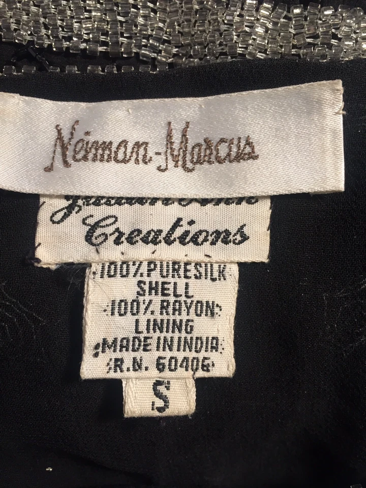 Vestido de vacaciones para mujer Neiman-Marcus Judith Ann Creations negro plateado con cuentas S Foto 4 de 4