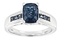 BLUE CUSHION ALEXANDRITE RHODIUM STERLING SILVER RING SIZE 6 7 8 9 10