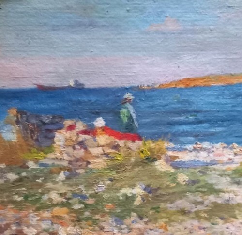 Oil painting Ochakov Ukrainian painter Cardboard original seaside landscape - Picture 3 of 6