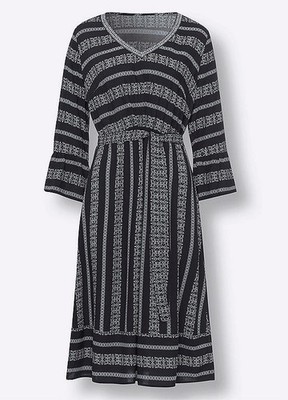 Heine V-Neck Printed Frill Sleeve Dress - Size 12 - LB 2209