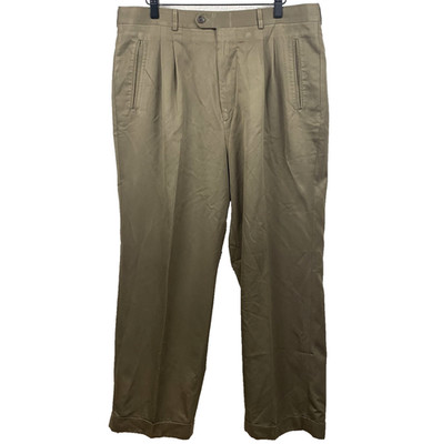 Haggar Pants Mens *36x30* Brown Pleated Dress Polyester Classic Workwear USA Dad