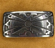 Awesome Vintage Riley Polequaptewa Sterling Silver Overlay Hopi Belt Buckle.