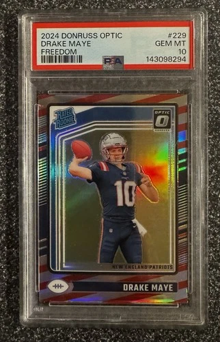 2024 Panini Donruss Optic Drake Maye Rated Rookie Freedom Prizm SSP PSA 10