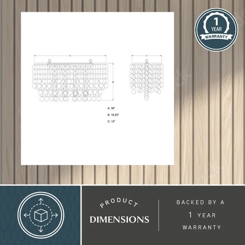 Vaxcel Lighting P0240 Nickel Elsa 5-Light 36"W Linear Chandelier - Picture 5 of 9