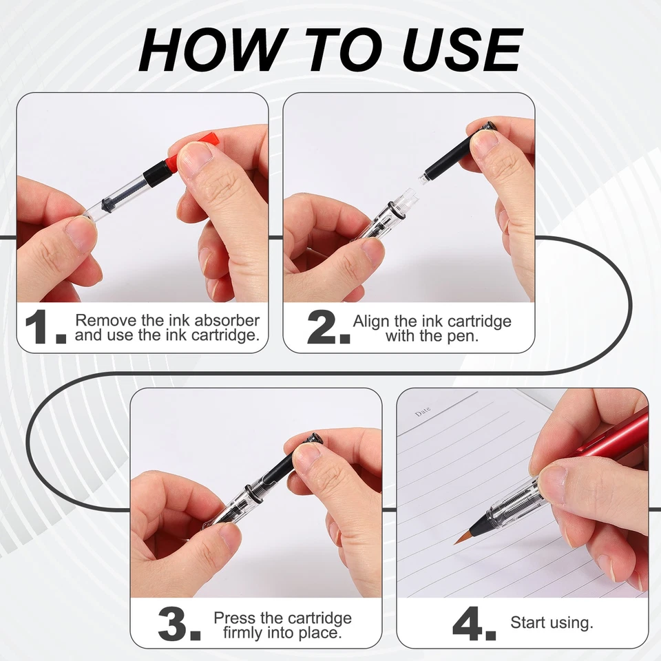 2 шт. каллиграфические кисточки ручки с чернильной заправкой 10 шт., ярко-черные - Изображение 4 из 4