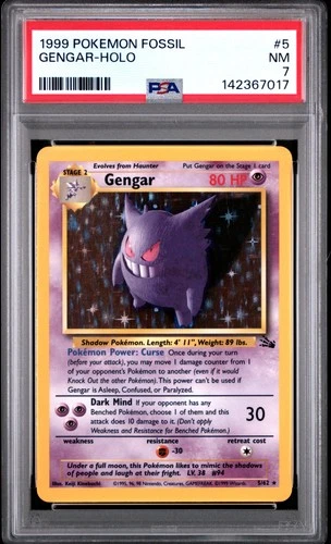 1999 Pokemon Fossil #5 Gengar-Holo PSA7