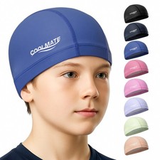 Fabric Swim Cap for Adult Women Men Kid 3 4 6 8 14 16, Silicone Water Resista...