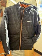 Timberland boy's insulated puffer jacket in black w/an orange lining sz14/16/L
