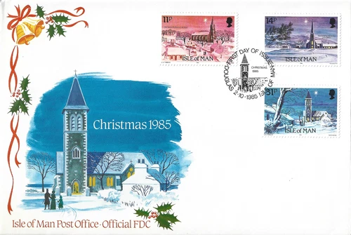 1985 Isle of Man Christmas. Manx Churches First Day Cover