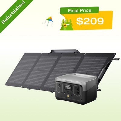 EcoFlow Solar Generator RIVER 2 256Wh+110W Solar Panel Certified Refurbished
