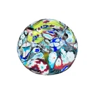 Murano Vintage Scramble Millefiori Flowers Italian Art Glass Paperweight