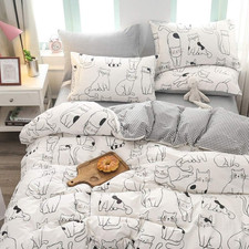 Blueblue Cats Kids Duvet Cover Set Twin, 100 Cotton Bedding for Boys Girls Teen