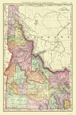Historic State Map - Idaho - Rand McNally 1897 - Vintage Wall Art