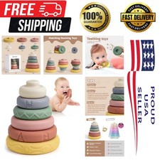 6-Piece Soft Stacking Ring Toy Set Educational Silicone Teether for Babies
