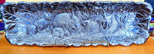 VTG Bunny/ Leaf Detailed Embossed Aluminum Serving Tray Arthur Court 19"x6" 1990