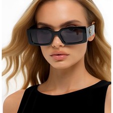 Sunglasses Square Dark Black Lens Women Designer Outdoor Chic Eyeglasses Lentes