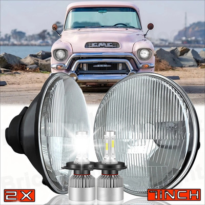 2PCS 7 inch Round LED Headlights Hi-Lo Beam For GMC C15 C25 C35 Pickup A++