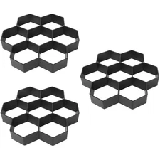 3 PCS Hexagon Concrete Forms Molds Reusable Stepping Stone Paver for Walkway