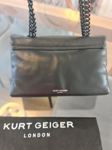Kurt Geiger Black Leather Kew Crossbody Shoulder All Black Chain Eagle Head - Picture 9 of 20