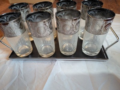 Vintage Libbey Silver Foliage Hostess Set 748 M/14 Full Set 8 Tray Original Box