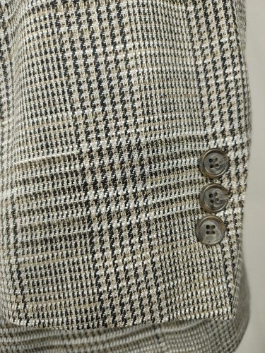 Vintage Pierre Cardin Mens 42L Sport Coat Jacket Blazer Glen Plaid 2-Button Silk - Picture 7 of 20