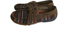 Twisted X WDM0076 Women's Driving Moc Loafers Aztec Serape Canvas Leather Casua