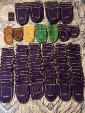 Lot of 110 Assorted Crown Royale Drawstring Bags With Bonus Flask Very Clean