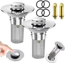 2 Pack Sink Stopper Hair Catcher Bathroom Pop Up Sink Drain Strainer Filter Plug