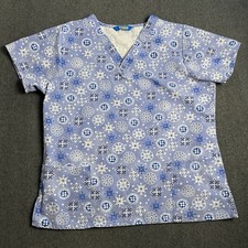 Scrub Wear Snowflakes Scrub Top Size Medium Vintage