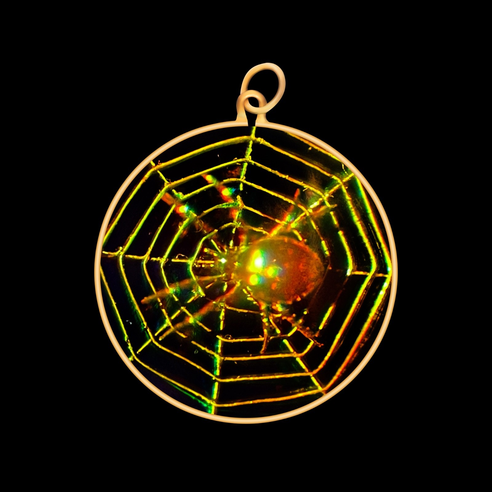 9ct Gold Hologram Pendant - Spiders Web (Medium) - No Chain
