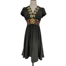 Corey Lynn Calter Aztec Embroidered Silk Dress Boho S Anthropologie See Note