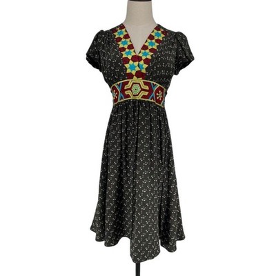 Corey Lynn Calter Aztec Embroidered Silk Dress Boho S  Anthropologie See Note