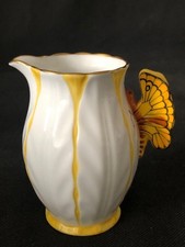 FINE VINTAGE AYNSLEY BONE CHINA HAND PAINTED JUG ~ BUTTERFLY HANDLE