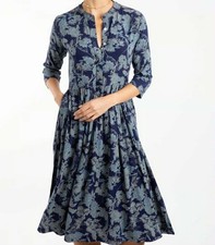 WEIRD FISH HELLEN PRINTED VISCOSE SHIRT DRESS TRUE BLUE SIZE 12 (REF 239)