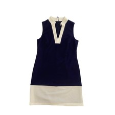 ELIZA J nautical coastal sleeveless dark navy white Dress 10 Preppy Beach 