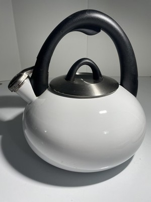 Calphalon 2 Quart (1.9L) White Stainless Steel Whistling Tea Kettle Item M3