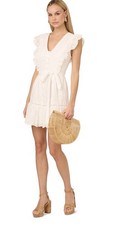 Adrianna by Adrianna Papell Women  s Scalloped Eyelet Mini Dress 16M Ivory NWT