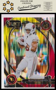 2024 Panini Select #219 Marvin Harrison Jr. Red & Yellow Prizm Shock