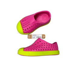 Native Jefferson Kids Shock Pink Chartreuse Green Slip On Shoes Kids Size 5 NEW